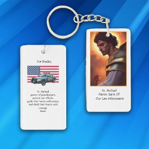 Custom St. Michael Law Enforcement Prayer Key Ring