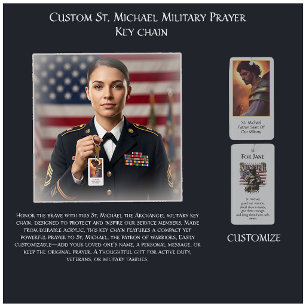 Custom St. Michael Military Prayer Key Ring