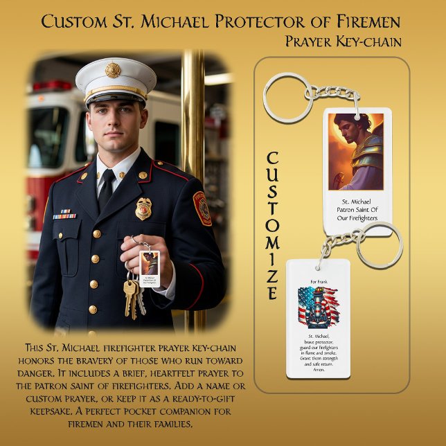 Custom St. Michael Protector of Firemen Prayer Key Ring (Creator Uploaded)