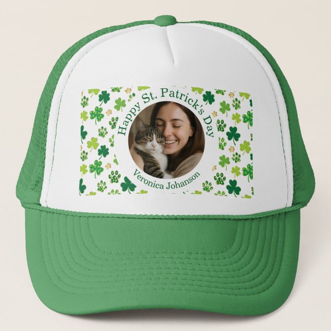 Custom St. Patrick’s Day Pet Lover  Trucker Hat (Front)