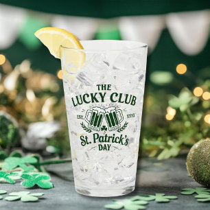 Custom St. Patrick’s Day 'The Lucky Club' Logo Glass