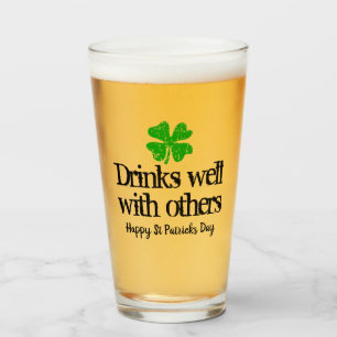 Custom St Patricks Day party beer glass with logo
