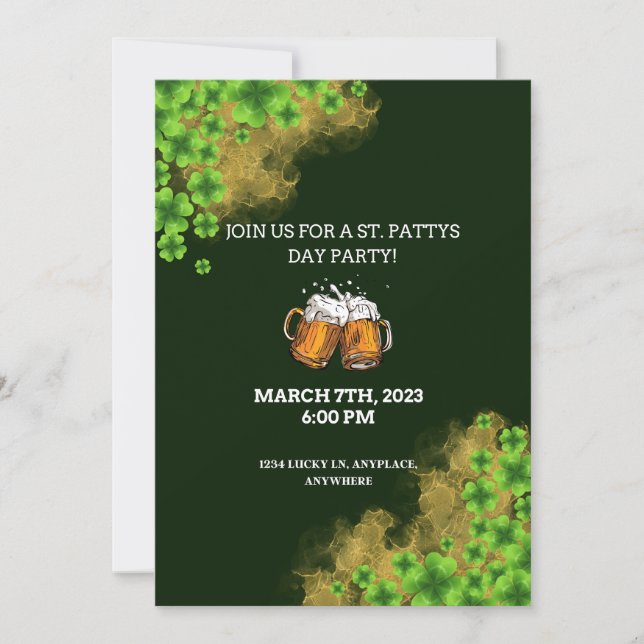 Custom St. Patricks Day Party Invitation (Front)