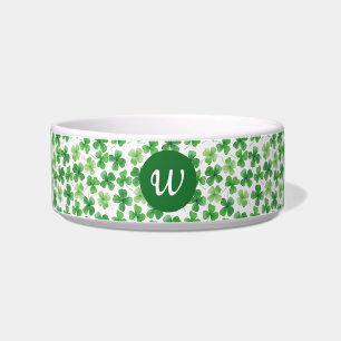 Custom St Patrick's Day Shamrock Green Clover Pet Bowl