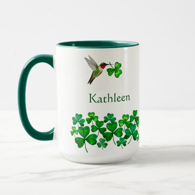 Custom St. Patrick's Hummingbird Mug (Left)