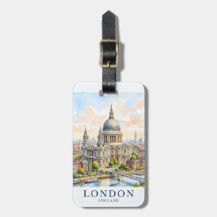 Custom St Pauls Cathedral London Watercolor Travel Luggage Tag