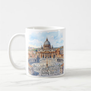 Custom St Peter's Basilica Vatican City Watercolor Coffee Mug
