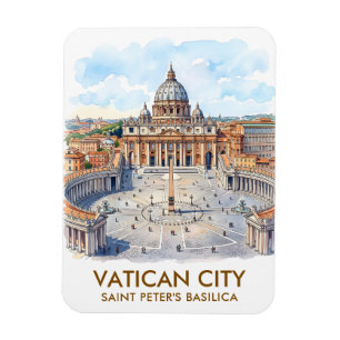 Custom St Peter's Basilica Vatican City Watercolor Magnet