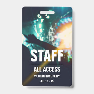 Custom Staff   All Access Concert Pass Badge ID Badge