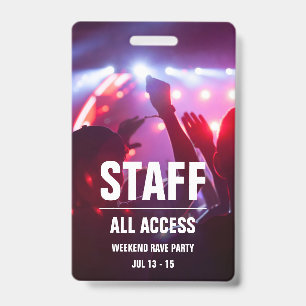 Custom Staff   All Access Concert Pass Badge ID Badge