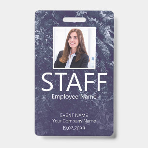 Custom Staff Barcode Event Blue Badge ID Badge
