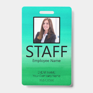 Custom Staff Barcode Event Green Badge ID Badge
