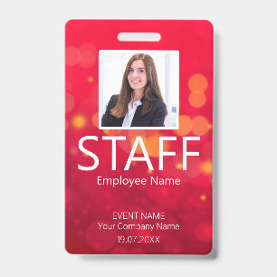 Custom Staff Barcode Event Red Badge ID Badge