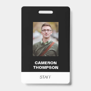 Custom STAFF employee photo ID Badge