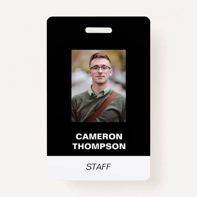 Custom STAFF employee photo ID Badge (Front)