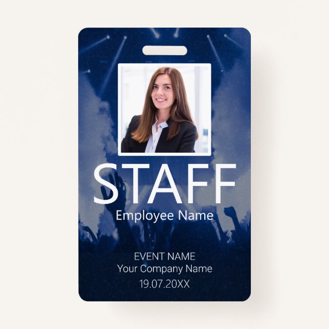 Custom Staff Event Blue Badg Badge ID Badge (Front)
