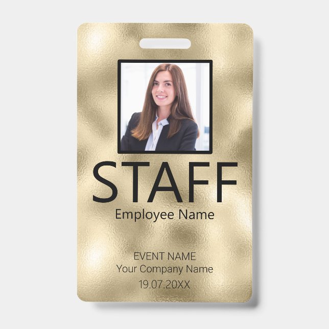 Custom Staff Event Gold Badge ID Badge (Front)