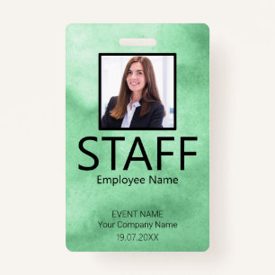 Custom Staff Event Green Badge ID Badge
