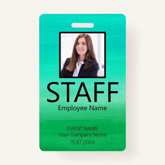 Custom Staff Event Green Badge ID Badge (Front)