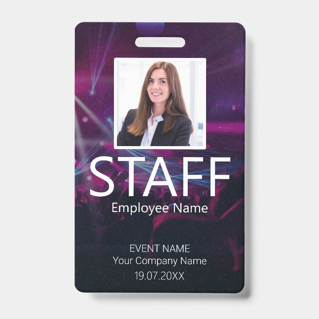 Custom Staff Event QR Code Purple Badge ID Badge (Front)
