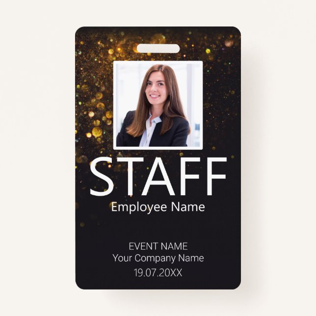 Custom Staff Event QR Logo Glitter Badge ID Badge (Front)