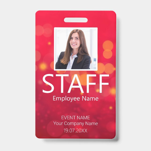 Custom Staff Event Red Badge ID Badge (Front)