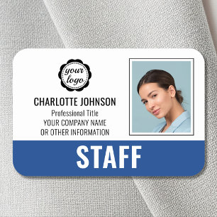 Custom Staff ID Logo Photo Logo Blue Magnetic Name Tag