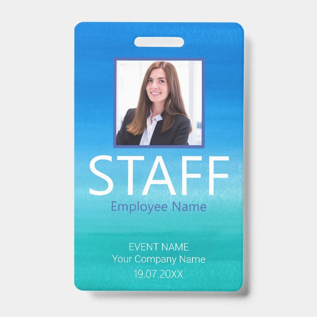 Custom Staff QR Code Event Blue Badge ID Badge (Front)
