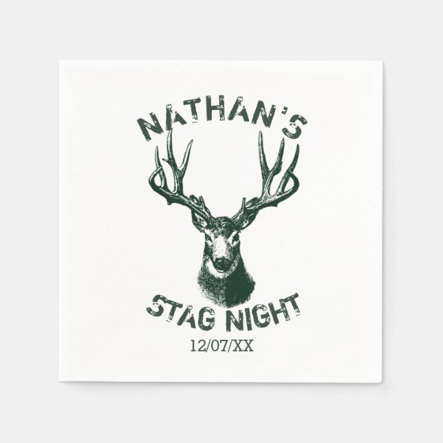 Custom Stag Night Antlers Napkin (Front)