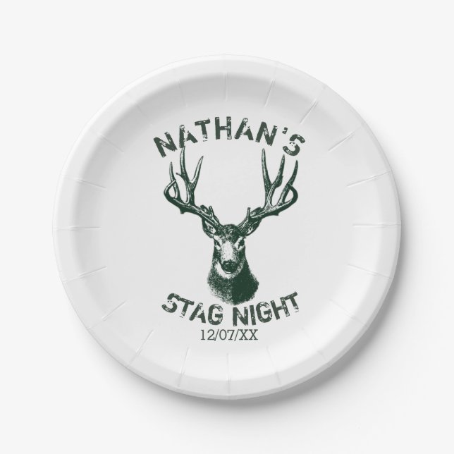 Custom Stag Night Antlers Paper Plate (Front)