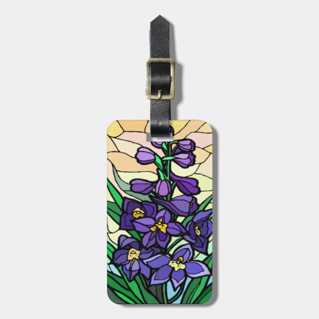 Custom Stain Glass Dendrobium Luggage Tag (Front Vertical)