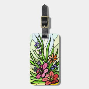 Custom Stain Glass Flower Garden Luggage Tag