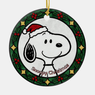 Custom Stained glass effect DOG'S name Christmas  Ceramic Tree Decoration