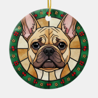 custom Stained glass effect DOG'S name Christmas  Ceramic Tree Decoration
