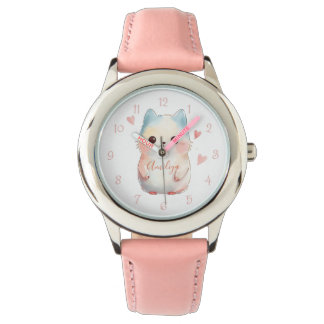 Custom Stainless steel Kids Pink Leathe Watch