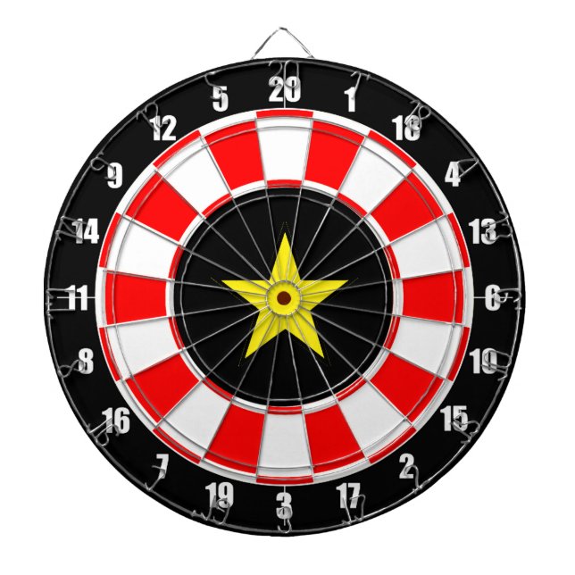 Custom Star Image on Black, Red & White Dartboard (Front)
