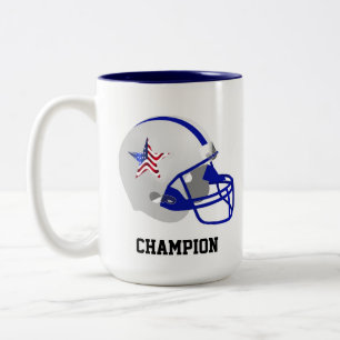 Custom Star on American Football Helmet Two-Tone Coffee Mug