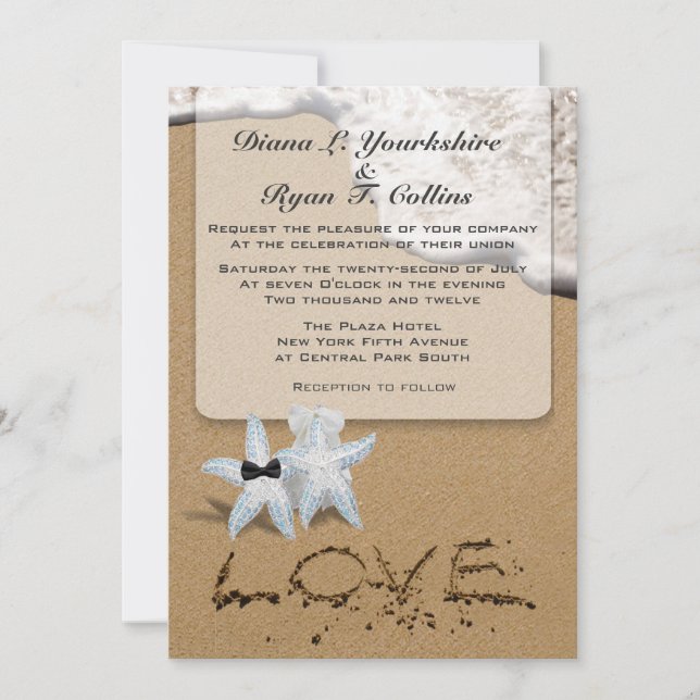 Custom Starfish Beach 5x7 Invitation (Front)