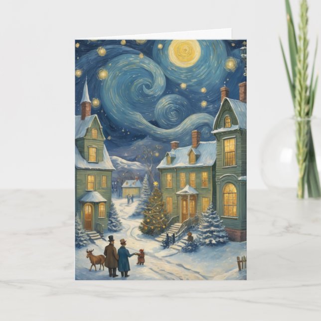 Custom Starry Night Christmas Card – Personalise  (Front)