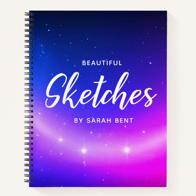 Custom Stars Customisable Name Sketchbook Notebook (Front)