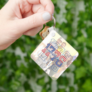 Custom Stars & Stripes 1776 America Anniversary Key Ring