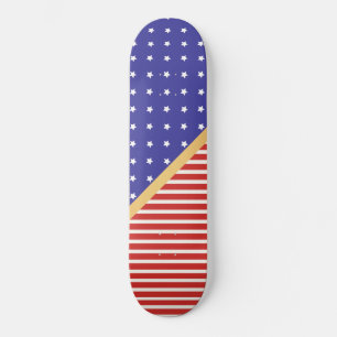 CUSTOM STARS & STRIPES RED BLACK WHITE PATTERN SKATEBOARD