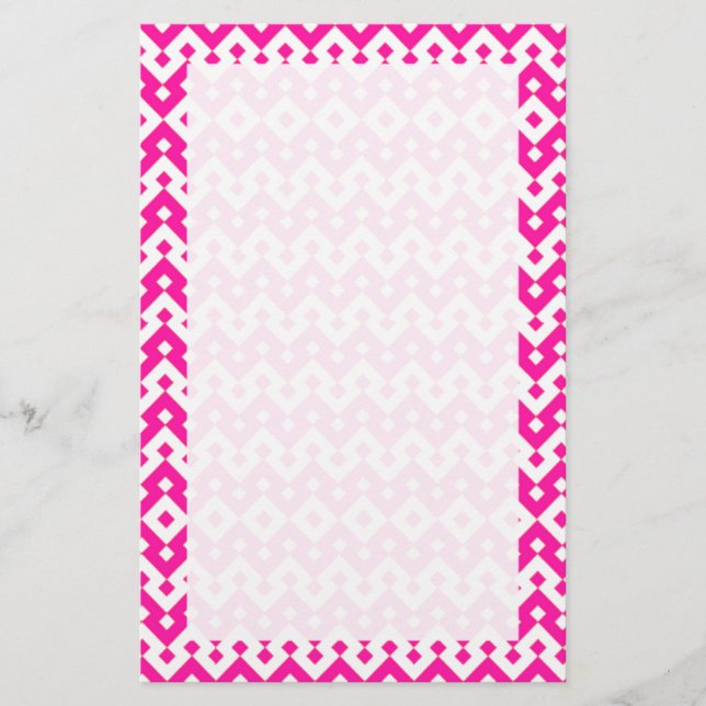 Custom Stationery, Notepaper: Candy Pink Geometric Stationery (Front)