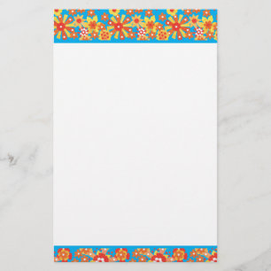 Custom Stationery, Notepaper, Ditsy Orange Floral Stationery