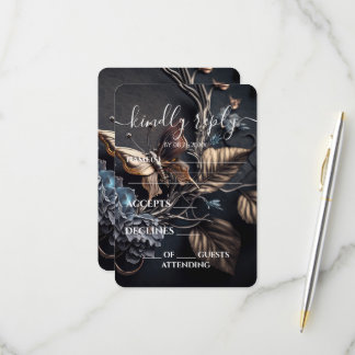 Custom Steampunk Metal Butterfly Wedding RSVP Card