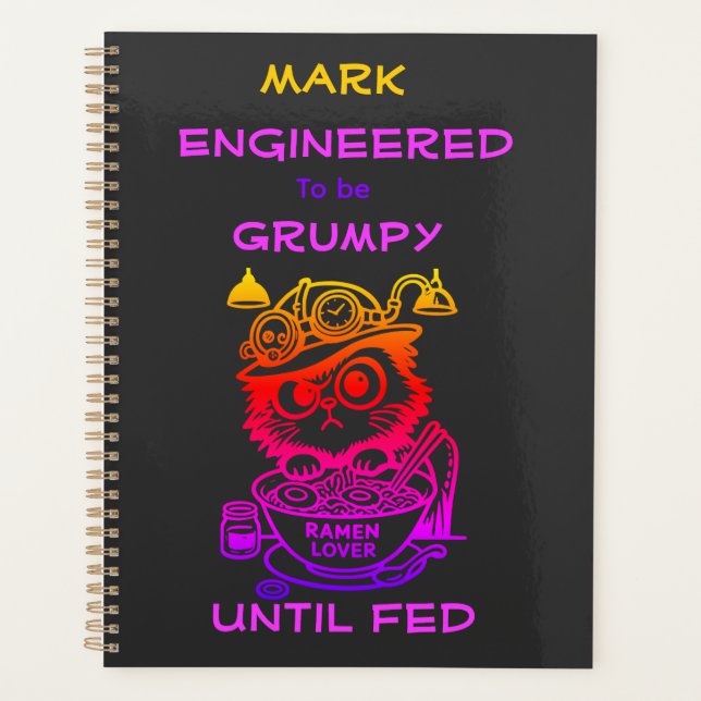 Custom Steampunk Ramen Cat Funny Anime Planner (Front)