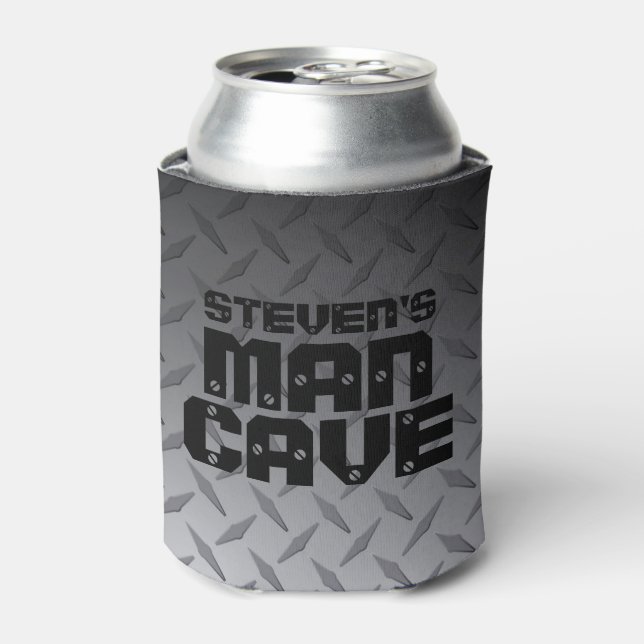 Custom Steel Diamond Plate Man Cave Can Cooler (Can Front)