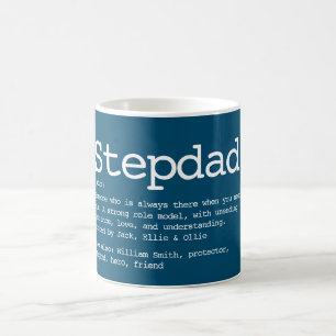 Custom Stepdad Definition Typography Blue Coffee Mug