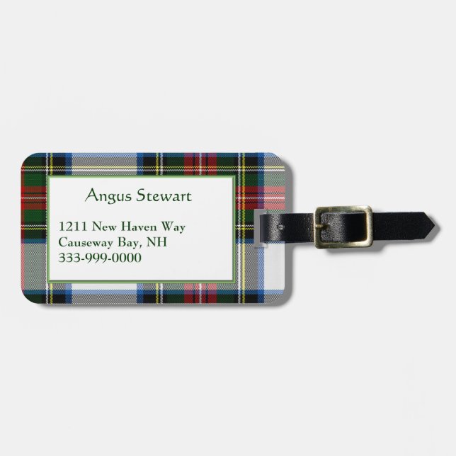 Custom Stewart Dress Tartan Plaid Luggage Tag (Front Horizontal)