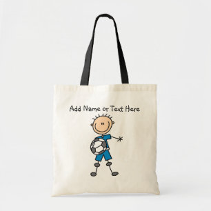 Custom Stick Figure Blue Soccer Player  Bag
